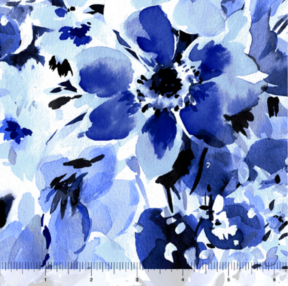 Blossoms of Blue Watercolor Floral 29867-B