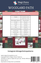 Woodland Path quilt pattern back cover with fabric requirements