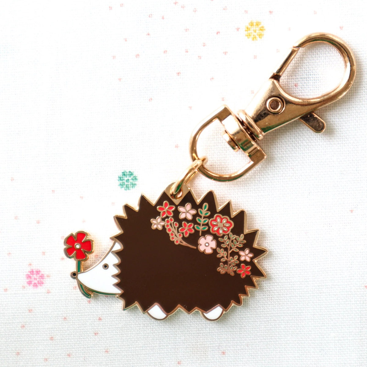 Floral Hedgehog Enamel Charm