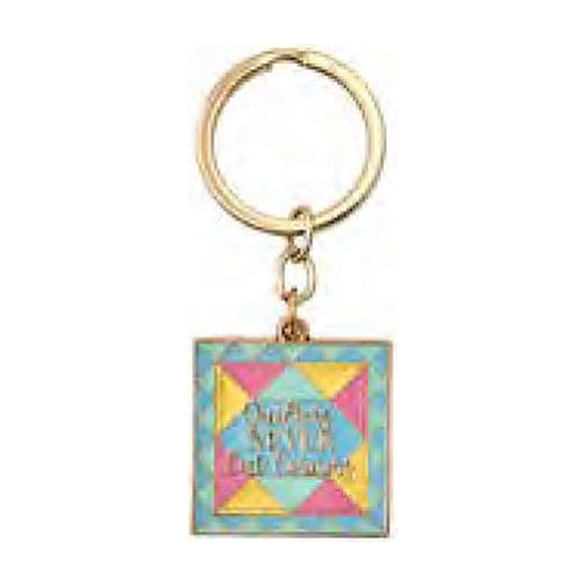 Quilters Never Cut Corners enamel quilt-block key ring