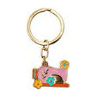 Pink sewing machine enamel key ring