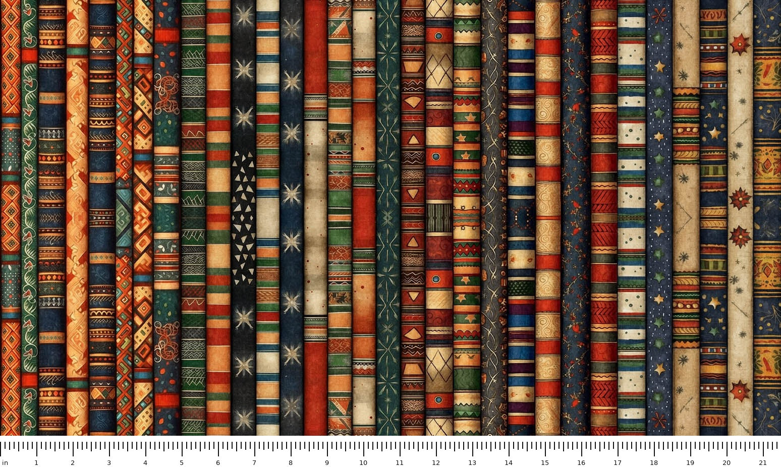 Christmas Party Animals - Giftwrap Stripe 30406-X with ruler for scale