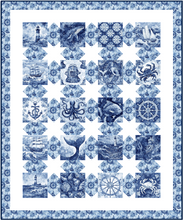 Load image into Gallery viewer, Ocean Blues Fabric Quilt Kit using Vintage Pattern
