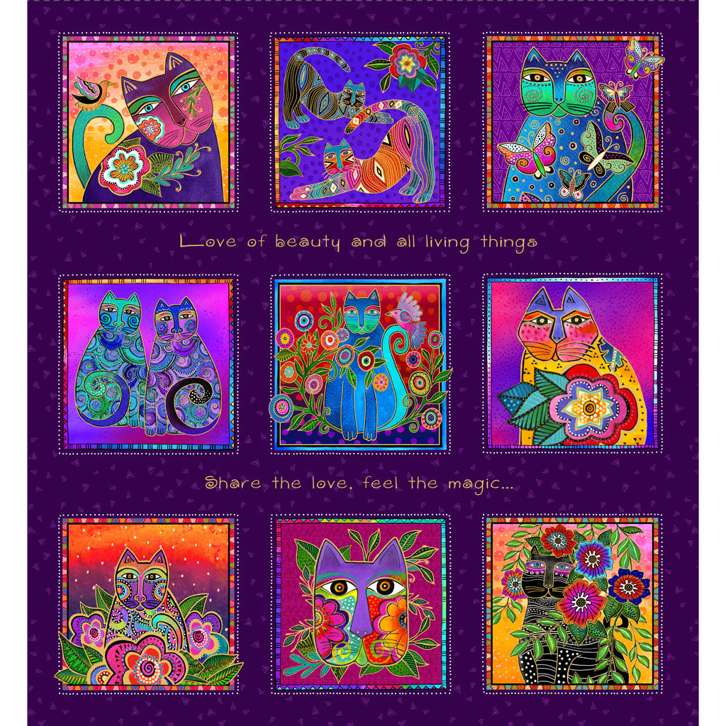 Laurel Burch Fantasticats - Block Panel - Y4339-28M